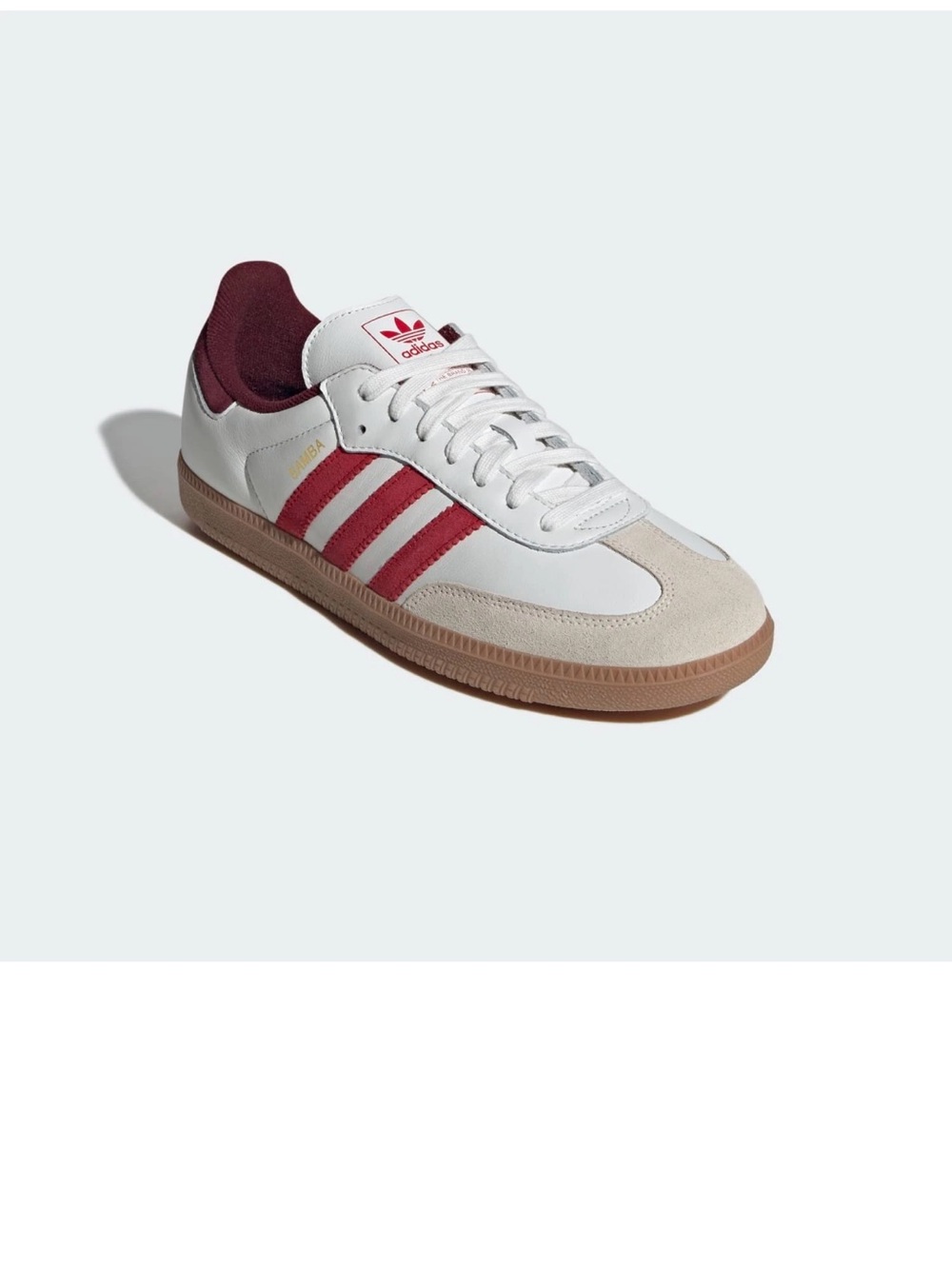 Adidas Samba White with Red stripes with Burgundy Low-Top Leather Sneaker